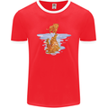 Funny Tiger Cat Reflection Mens Ringer T-Shirt FotL Red/White