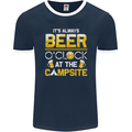 Camping Funny Alcohol Beer Campsite Mens Ringer T-Shirt FotL Navy Blue/White