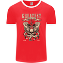 Trident Skull Scuba Diving Octopus Cthulhu Mens Ringer T-Shirt FotL Red/White