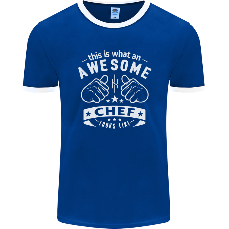 Awesome Chef Looks Like Funny Cooking Mens Ringer T-Shirt FotL Royal Blue/White