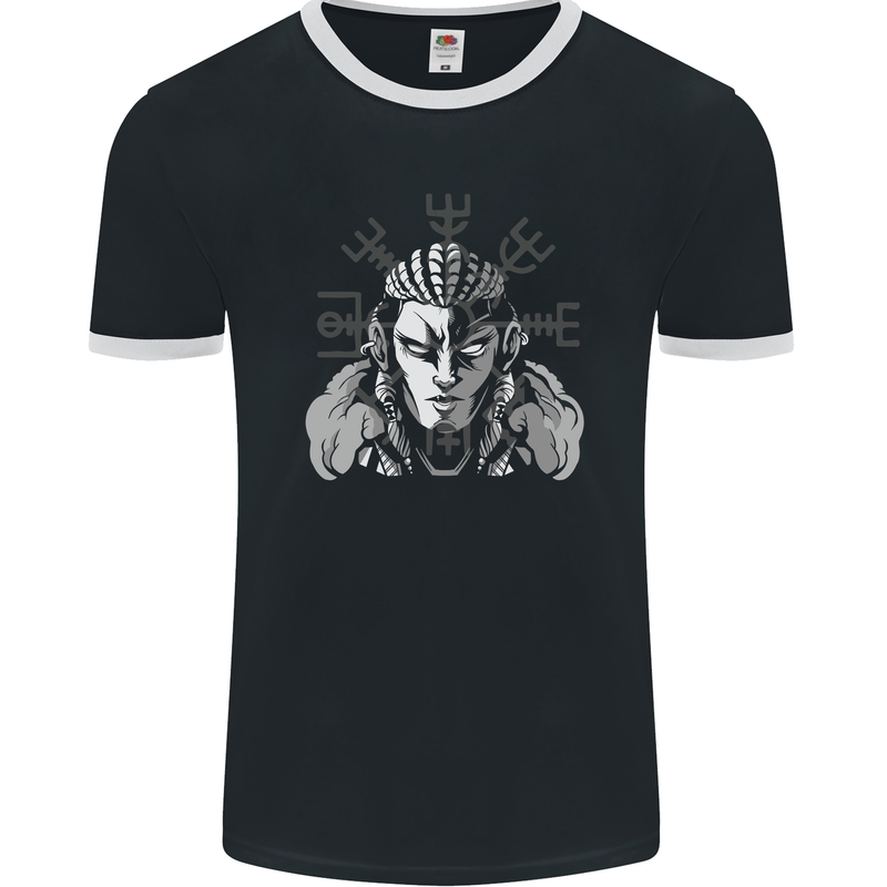 A Viking Shield Maiden Mens Ringer T-Shirt FotL Black/White