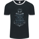 Sailing Captain Narrow Boat Barge Sailor Mens Ringer T-Shirt FotL Black/White