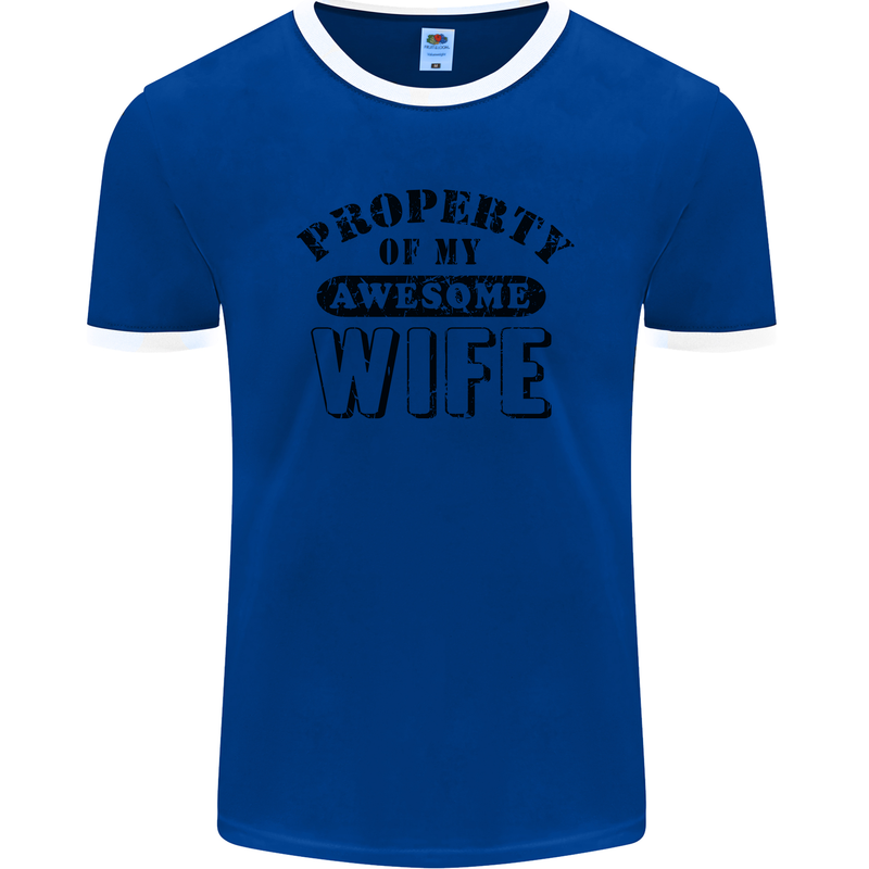 Property of My Awesome Wife Valentine's Day Mens Ringer T-Shirt FotL Royal Blue/White