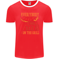 Everybody Chill Dad Is on the Grill Mens Ringer T-Shirt FotL Red/White