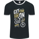 Get Your Ride on Downhill Mountain Biking Mens Ringer T-Shirt FotL Black/White