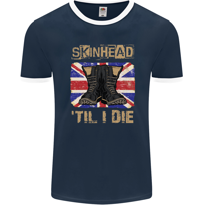 Skinhead Til I Die Punk Music Mens Ringer T-Shirt FotL Navy Blue/White