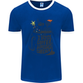 I Run On Coffee and Christmas Cheer Skull Mens Ringer T-Shirt FotL Royal Blue/White