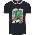 Dinosaur I Don't Like Morning People Funny Mens Ringer T-Shirt FotL Black/White