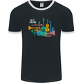 Jazz Lover Musical Instruments Guitar Mens Ringer T-Shirt FotL Black/White