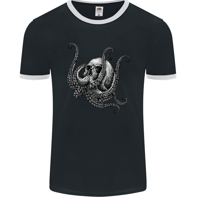 Cthulhu Skull Mens Ringer T-Shirt FotL Black/White