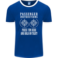 Biker Passenger Instructions Motorcycle Mens Ringer T-Shirt FotL Royal Blue/White