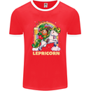 Lepricorn Funny St Patricks Day Leprechaun Mens White Ringer T-Shirt Red/White