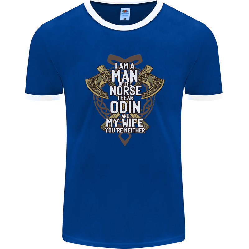 Funny Viking Wife Quote Wedding Anniversary Mens Ringer T-Shirt FotL Royal Blue/White