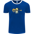 Guitar Reflection Guitarist Bass Acoustic Mens Ringer T-Shirt FotL Royal Blue/White