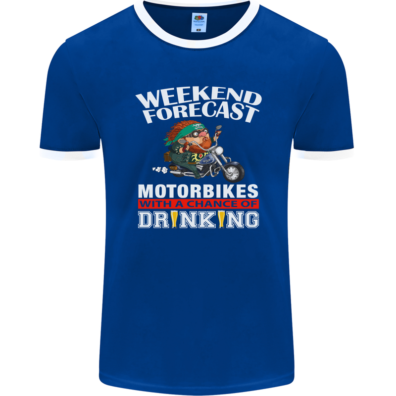 Weekend Forecast Motorbikes Mens Ringer T-Shirt FotL Royal Blue/White