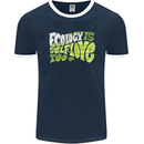 Ecology is Self-Love Climate Change Mens Ringer T-Shirt FotL Navy Blue/White