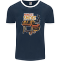 Mind if I Smoke Funny BBQ Grill Mens Ringer T-Shirt FotL Navy Blue/White