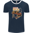 Mind if I Smoke Funny BBQ Grill Mens Ringer T-Shirt FotL Navy Blue/White