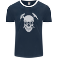 Rock Climbing Skull Mountain Climber Mens Ringer T-Shirt FotL Navy Blue/White