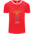 Colourful DNA Tree Biology Science Mens Ringer T-Shirt FotL Red/White