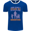 Dad With Three Daughters Funny Fathers Day Mens Ringer T-Shirt FotL Royal Blue/White