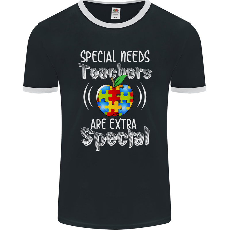 Special Needs Teachers Autism Autistic ASD Mens Ringer T-Shirt FotL Black/White