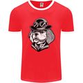 Steampunk King Charles Spaniel Cavelier Mens Ringer T-Shirt FotL Red/White