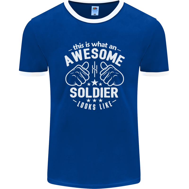 This Is What an Awesome Soldier Looks Like Mens Ringer T-Shirt FotL Royal Blue/White