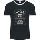Father's Day No 1 Uncle Man Myth Legend Mens Ringer T-Shirt FotL Black/White