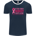 Breast Cancer Awareness Nobody Fights Alone Mens Ringer T-Shirt FotL Navy Blue/White