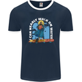 Funny Paddleboarder Jesus Paddleboarding Mens Ringer T-Shirt FotL Navy Blue/White