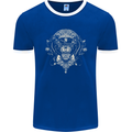 Ancient Mayan Aztec Tiger Art Tattoo Tribal Mens Ringer T-Shirt FotL Royal Blue/White