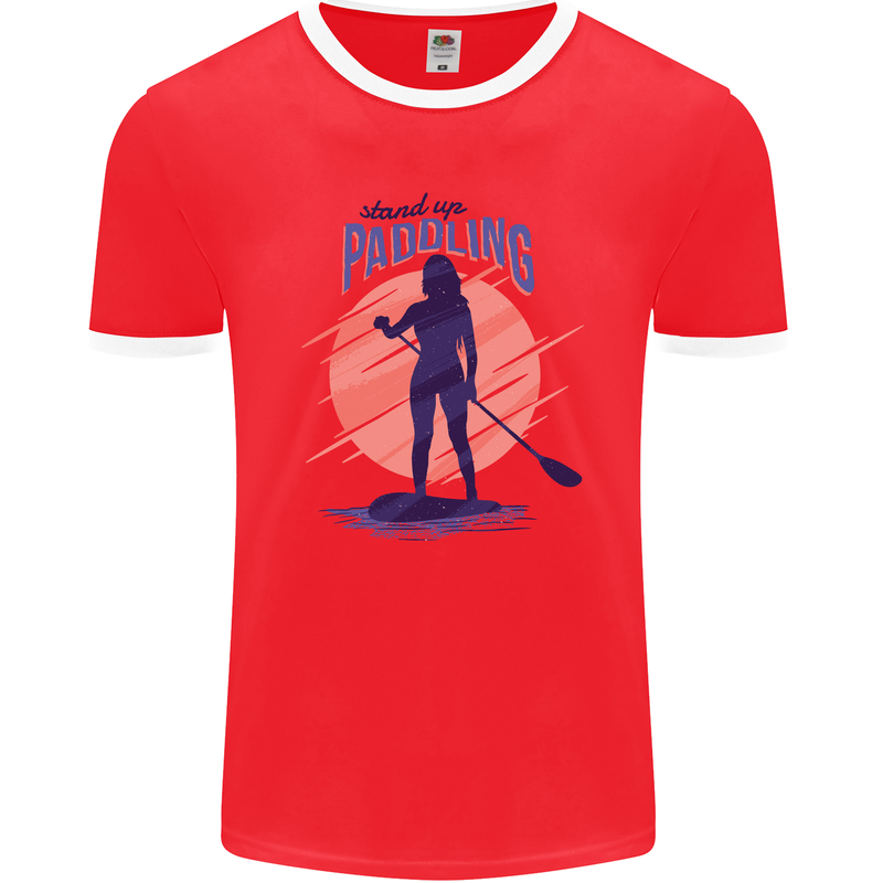 Stand Up Paddling Paddleboarding Mens Ringer T-Shirt FotL Red/White