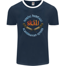 Skal The Vikings Alcohol Beer Nordic Odin Mens Ringer T-Shirt FotL Navy Blue/White