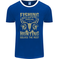 Fishing & Hunting Fisherman Hunter Funny Mens Ringer T-Shirt FotL Royal Blue/White