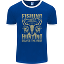 Fishing & Hunting Fisherman Hunter Funny Mens Ringer T-Shirt FotL Royal Blue/White