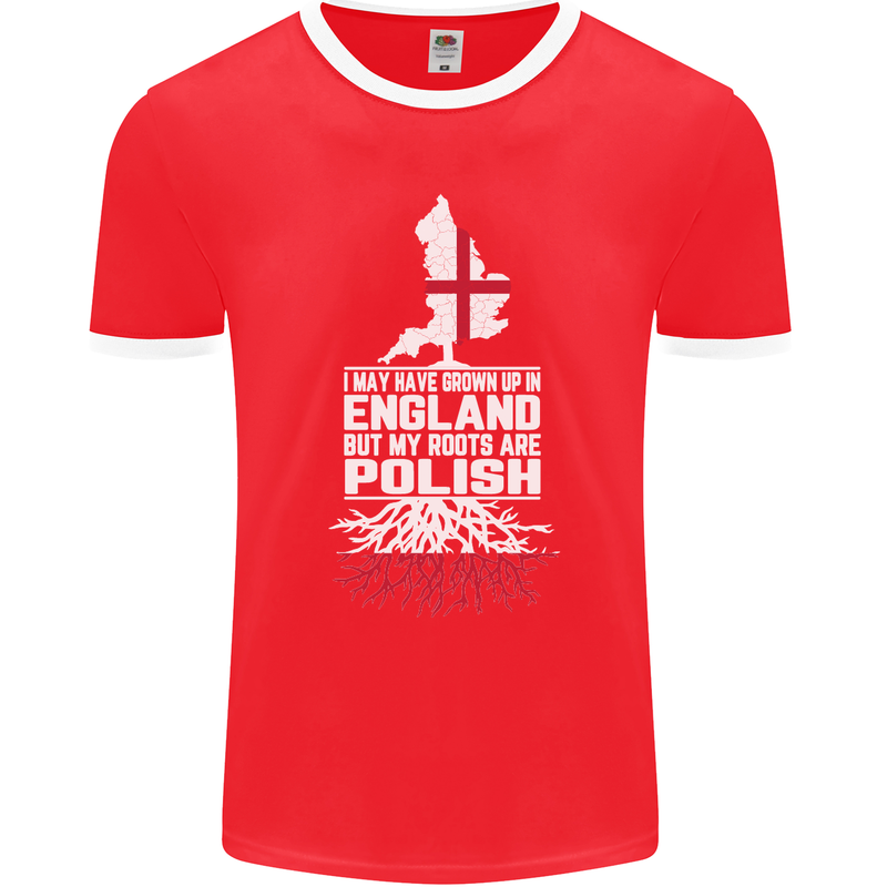 Roots In Poland Polish Polska Flag Orzel Mens Ringer T-Shirt FotL Red/White