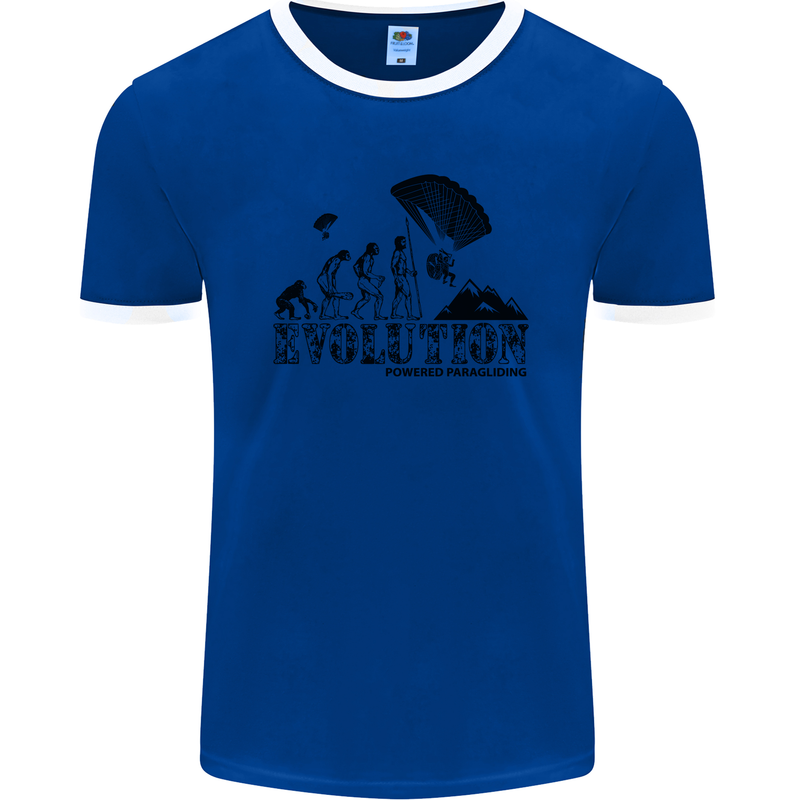 Powered Paragliding Evolution Paraglider Mens Ringer T-Shirt FotL Royal Blue/White