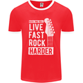 Live Fast Rock Harder Guitar & Roll Music Mens Ringer T-Shirt FotL Red/White