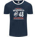 48 Year Wedding Anniversary 48th Rugby Mens Ringer T-Shirt FotL Navy Blue/White