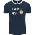 50th Birthday Funny Offensive 50 Year Old Mens Ringer T-Shirt FotL Navy Blue/White
