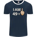 50th Birthday Funny Offensive 50 Year Old Mens Ringer T-Shirt FotL Navy Blue/White