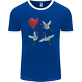 Crane Heart Anti Valentines Day Single Funny Mens Ringer T-Shirt FotL Royal Blue/White