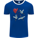 Crane Heart Anti Valentines Day Single Funny Mens Ringer T-Shirt FotL Royal Blue/White