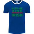 Kiss Me I'm Pretending to Be Irish Mens Ringer T-Shirt FotL Royal Blue/White