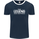 The Legend has Retired Retirement Funny Mens Ringer T-Shirt FotL Navy Blue/White