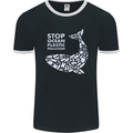 Stop Ocean Plastic Pollution Climate Change Mens Ringer T-Shirt FotL Black/White