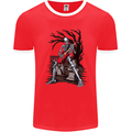 Graveyard Rock Guitar Skull Heavy Metal Mens Ringer T-Shirt FotL Red/White