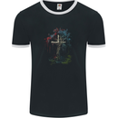 A Gothic Tree as a Christian Cross Mens Ringer T-Shirt FotL Black/White