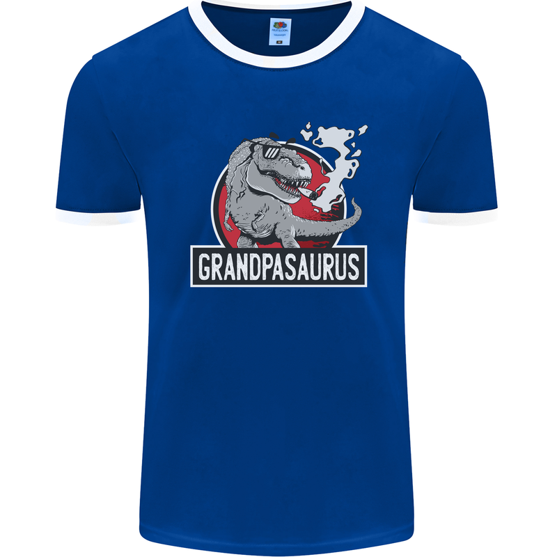 Grandpa Grandpasaurus Grandparent's Day Mens Ringer T-Shirt FotL Royal Blue/White